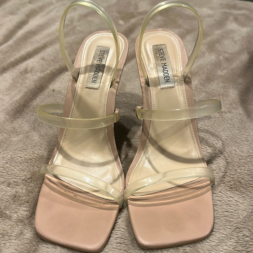 Strappy heels with clear straps. 8.5 Steve Madden